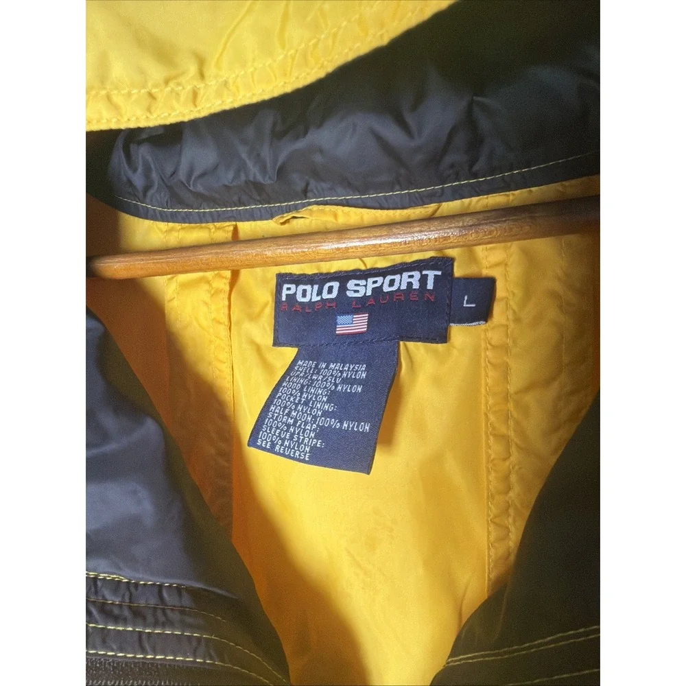 Polo Sport Ralph Lauren Mens Vintage Yellow Windbreaker American Flag Patch Lg